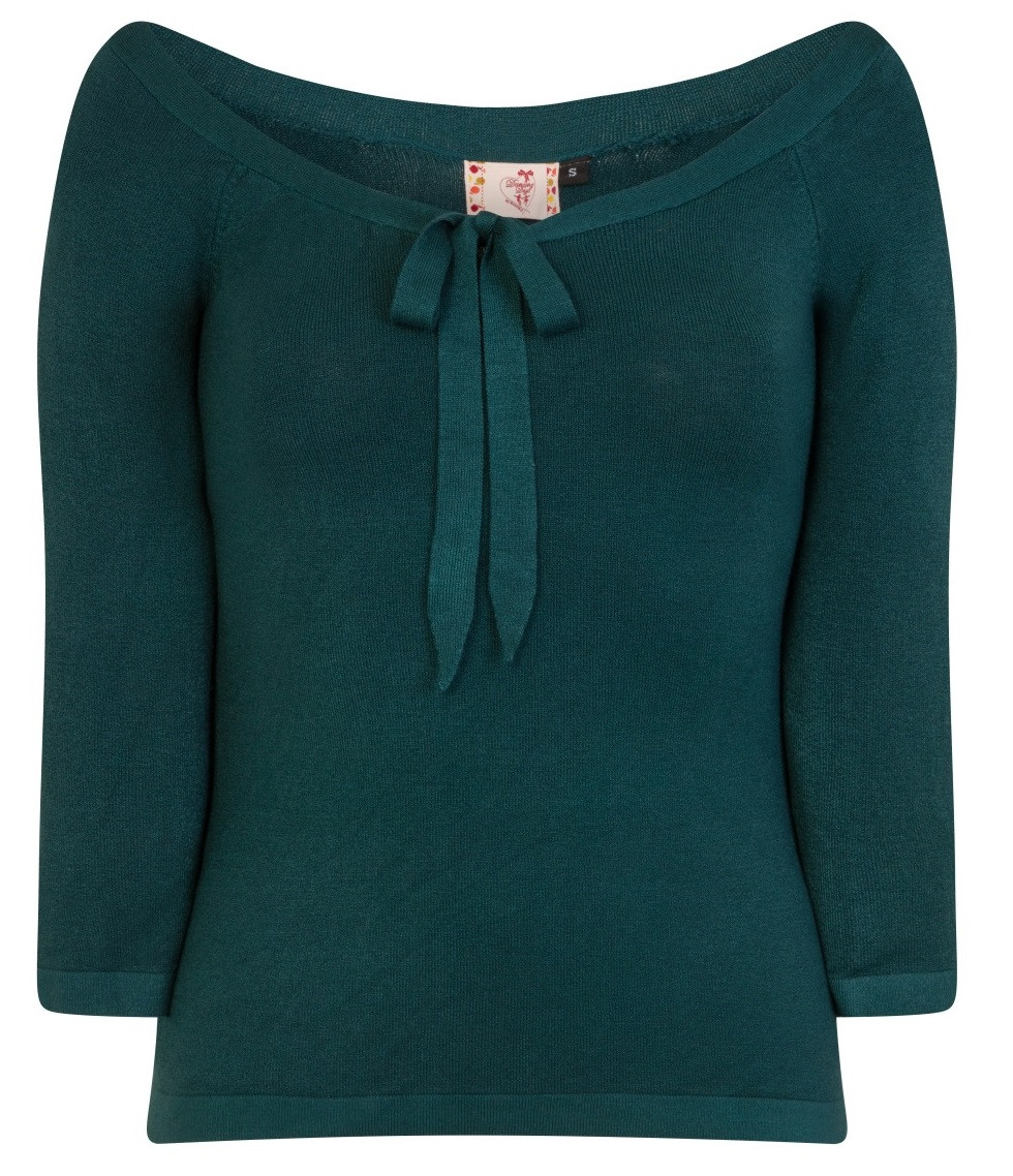 Banned Retro top Pretty Illusion - Bottle Green Velikost: S (UK 10)