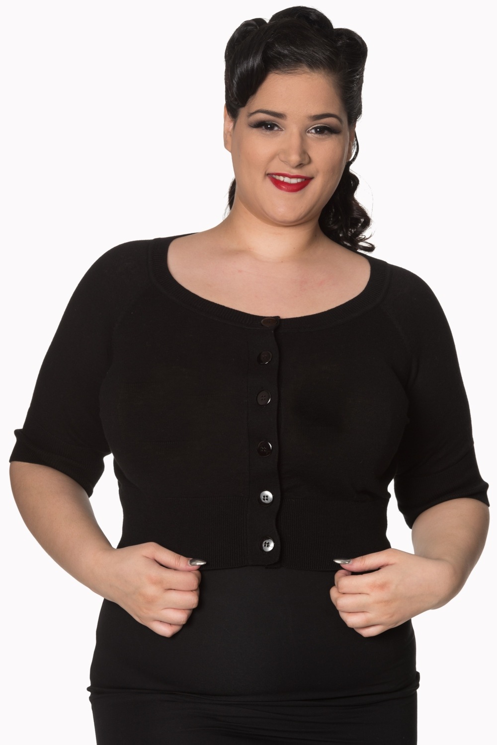 Banned Retro krátký kardigan Raven - Black Velikost: 2XL (UK 18)