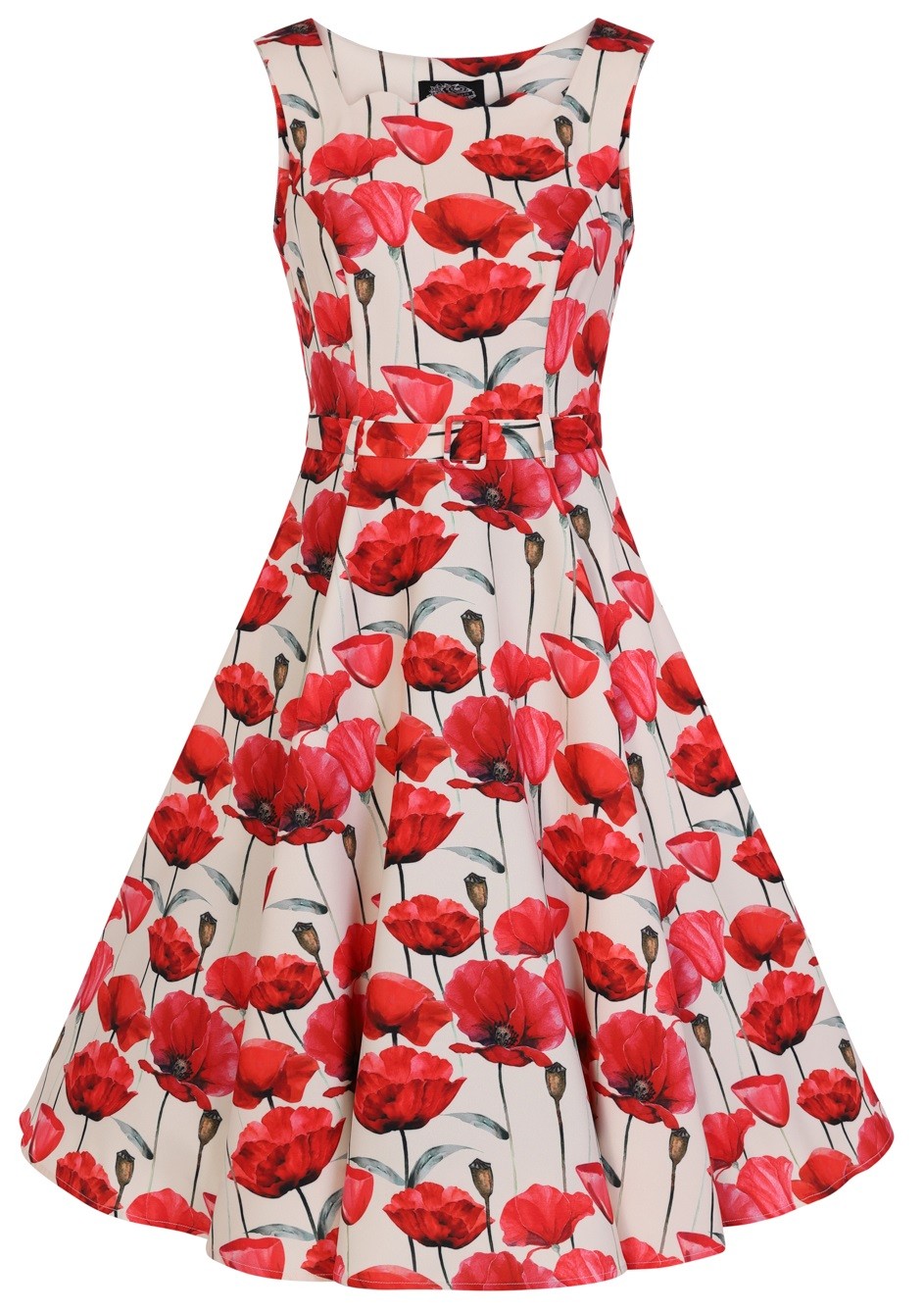 H&R London makové retro šaty Sweet Poppy Velikost: S (UK 10)