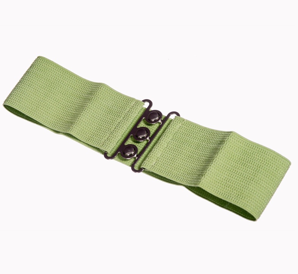 Olivový elastický široký retro pásek Banned Retro Velikost: S (UK 10)