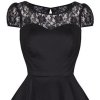 H&R London retro šaty Black Mesh Lace