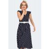 Skylar Stripe Wide Collar Midi Flare Dress 3