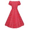 Lily Off The Shoulder Polka Dot Evening Dress Red & White 2
