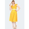 Presley Polka Dot Wide Collar Flare Dress Mustard 1