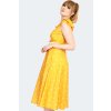 Presley Polka Dot Wide Collar Flare Dress Mustard 3