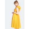 Presley Polka Dot Wide Collar Flare Dress Mustard 5