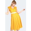 Presley Polka Dot Wide Collar Flare Dress Mustard 2