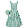 Amanda Scoop Neck Swing Dress in Light Blue Nautical Print 1