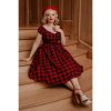 Lily Red Tartan Off Shoulder Swing Dress 1