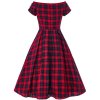 Lily Red Tartan Off Shoulder Swing Dress 3