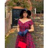 Lily Red Tartan Off Shoulder Swing Dress 10