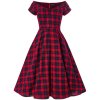 Lily Red Tartan Off Shoulder Swing Dress 2