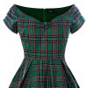 Lily Green Tartan Off Shoulder Swing Dress 9
