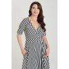 Matilda Black & White Striped Knit Wrap Dress 3