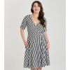 Matilda Black & White Striped Knit Wrap Dress 5