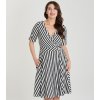 Matilda Black & White Striped Knit Wrap Dress 5