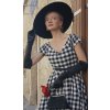 Lily Off Shoulder Black & White Gingham Swing Dress 10