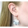 White Snowflake Gold Drop Earrings