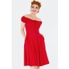 Greta Red Gathered Neckline Flare Dress 3