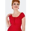 Greta Red Gathered Neckline Flare Dress 4