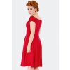 Greta Red Gathered Neckline Flare Dress 5
