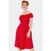 Greta Red Gathered Neckline Flare Dress 1