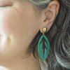 EEDB105 Leaf Drop Earrings – Teal