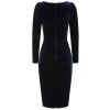 H&R London Tia Velvet Wiggle Dress - Blue