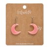 Cresent Moon Drop Earrings Pink 1