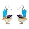 Purple Crowned Fairy Wren Drop Earrings 1