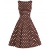 H&R London Cindy Chocolate Polka Dot Dress