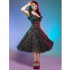 Puntíkované retro šaty Dolores - Black Polka