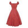 Puntíkované retro šaty Dolores - Red Polka