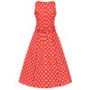 Lady V London šaty Hepburn - Red Summer Polka Dot