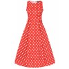 Lady V London šaty Hepburn - Red Summer Polka Dot