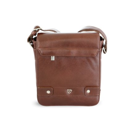 maly hnedy pansky kozeny crossbag s klopnou