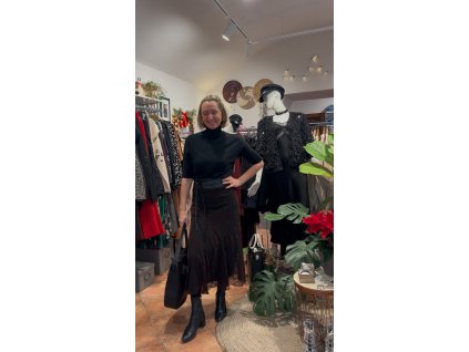 Sukně tyl s květy - hnědá