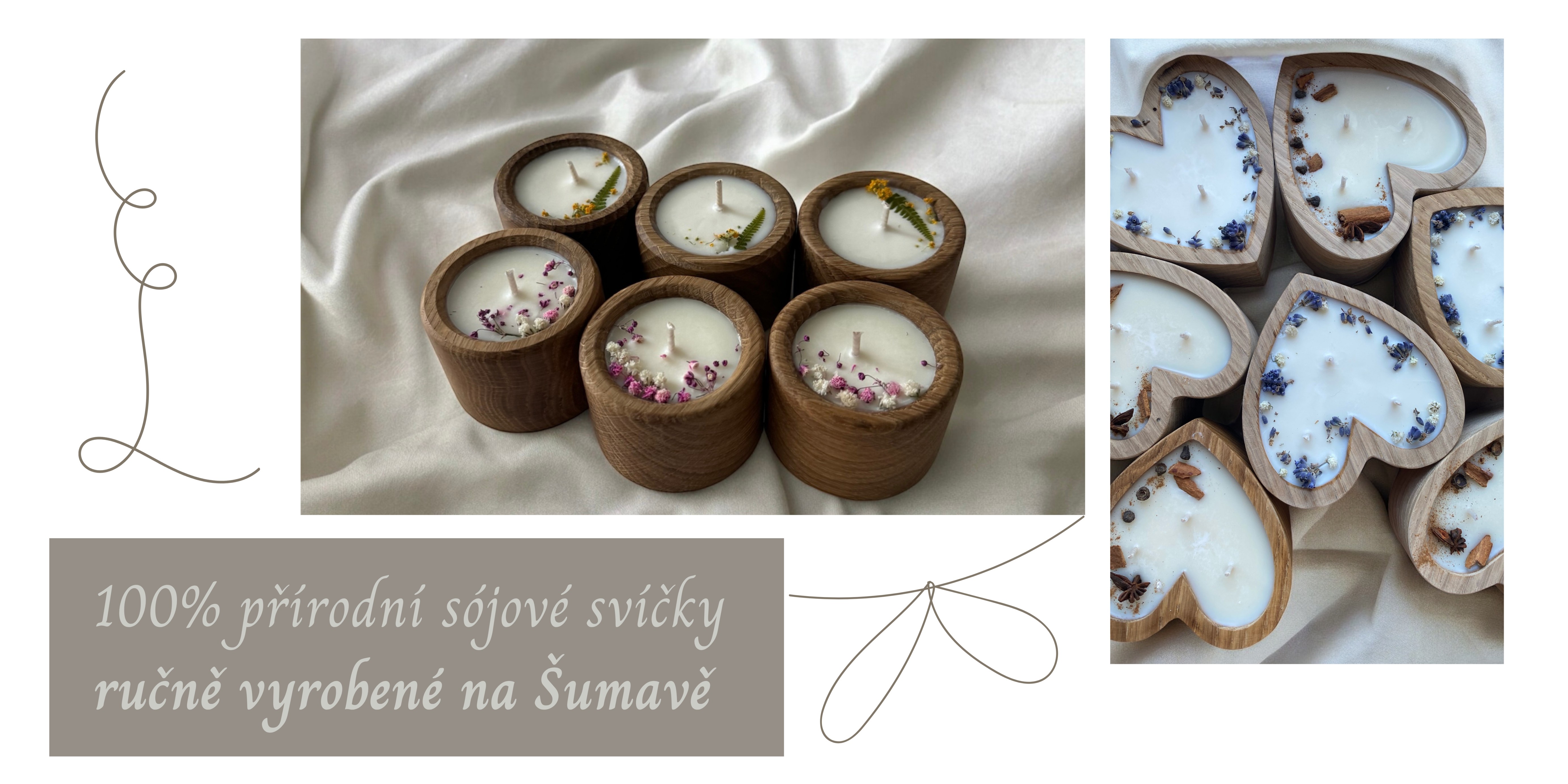100% přírodní sójové svíčky. Ručně vyrobeno na Šumavě
