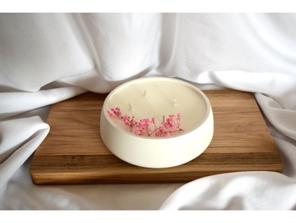 Svíčka v hladké jesmonite nádobě maxi