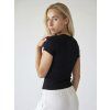 TENCEL™ Žebrované tričko s krátkým rukávem · Černá