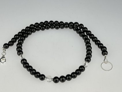 NÁHRDELNÍK ŠUNGIT A KŘIŠŤÁL, VELIKOST KULIČKY 6 MM