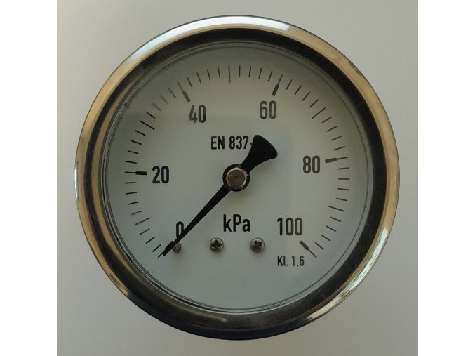 Manometr standardní pr.63mm zadní přípoj M12x1,5 0-100 kPa nerez pouzdro