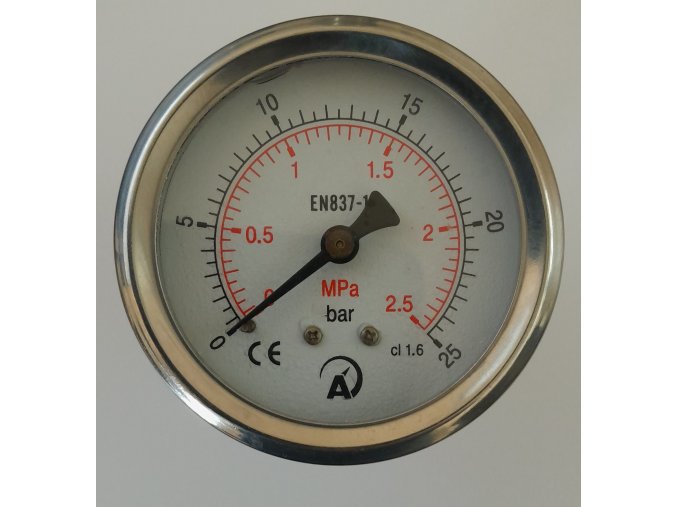 63mm zadní G1 4 0 25bar 0 2,5 Mpa nerez pouzdro