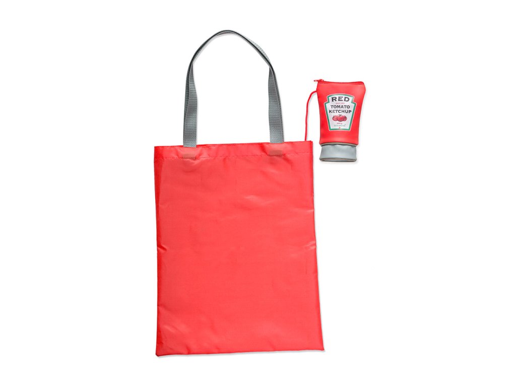 1251 - Skládací taška, kečup, polyester, 41x32,5