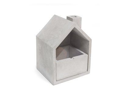1368 - Popelník, domov, šedý, cement, 16x12,3x10