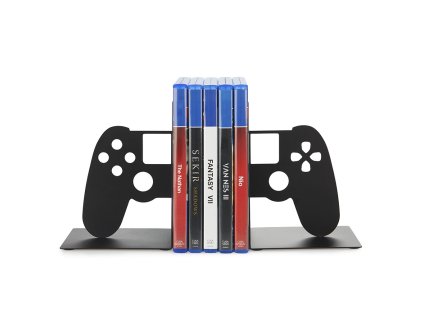 Držák na hry, joypad, černá barva, kov, 15x10x11,5