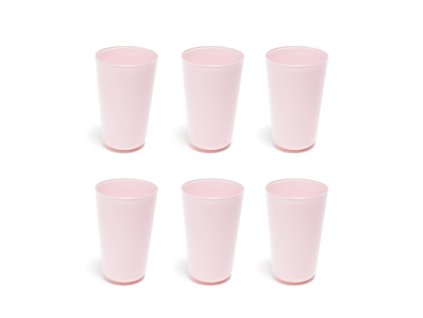Sada 6 pohárů z matného světle růžového skla "elegant" ml 400 dárková krabička cm 8xh13