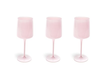 Sada 3 pohárů benátské sklo světle růžové "elegantní" ml 320 dárková krabička cm 7xh20
