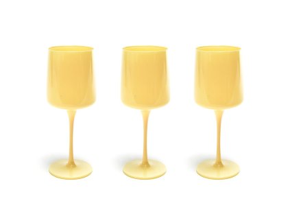 Sada 3 pohárů z matného světle žlutého benátského skla ml 320 v kartonu 7xh20 cm