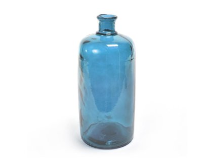 Modrá skleněná láhev prům. 19xh.42cm